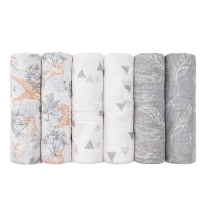 Organic Cotton Muslin Swaddle Blankets 6-Pack, 28 X 28